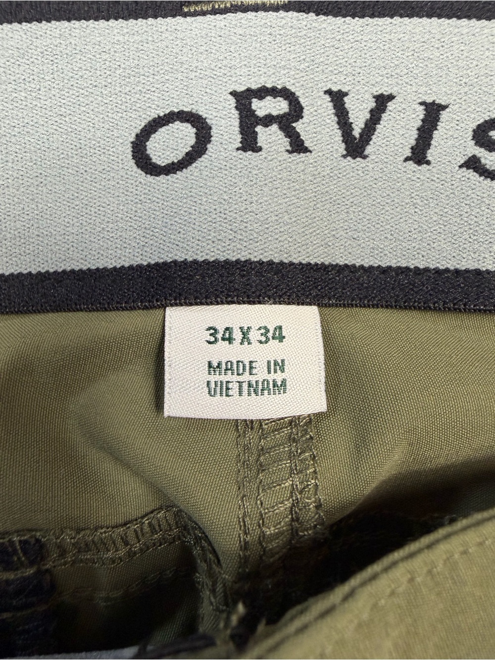 Orvis Men’s 34x34 Olive Green Stretch Water Repellent Outdoor Performance Pants - Picture 6 of 10